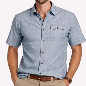 Howler Bros Heed The Call Mens XXL Blue Cotton Short Sleeve Button Up Shirt